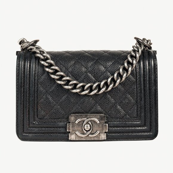 Chanel Small Boy Black Caviar Quilted Shoulder Bag - Picture 1 of 12